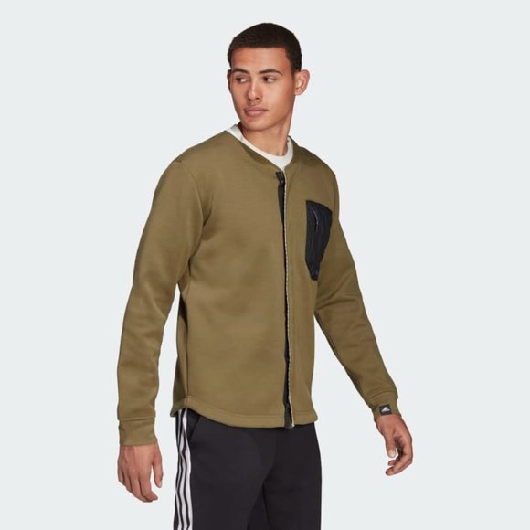 Adidas Sportswear Baseball Mens Reversible Track Top Olive Green GT3740 NEW Sz L - Picture 3 of 8